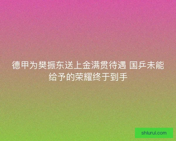 德甲为樊振东送上金满贯待遇 国乒未能给予的荣耀终于到手